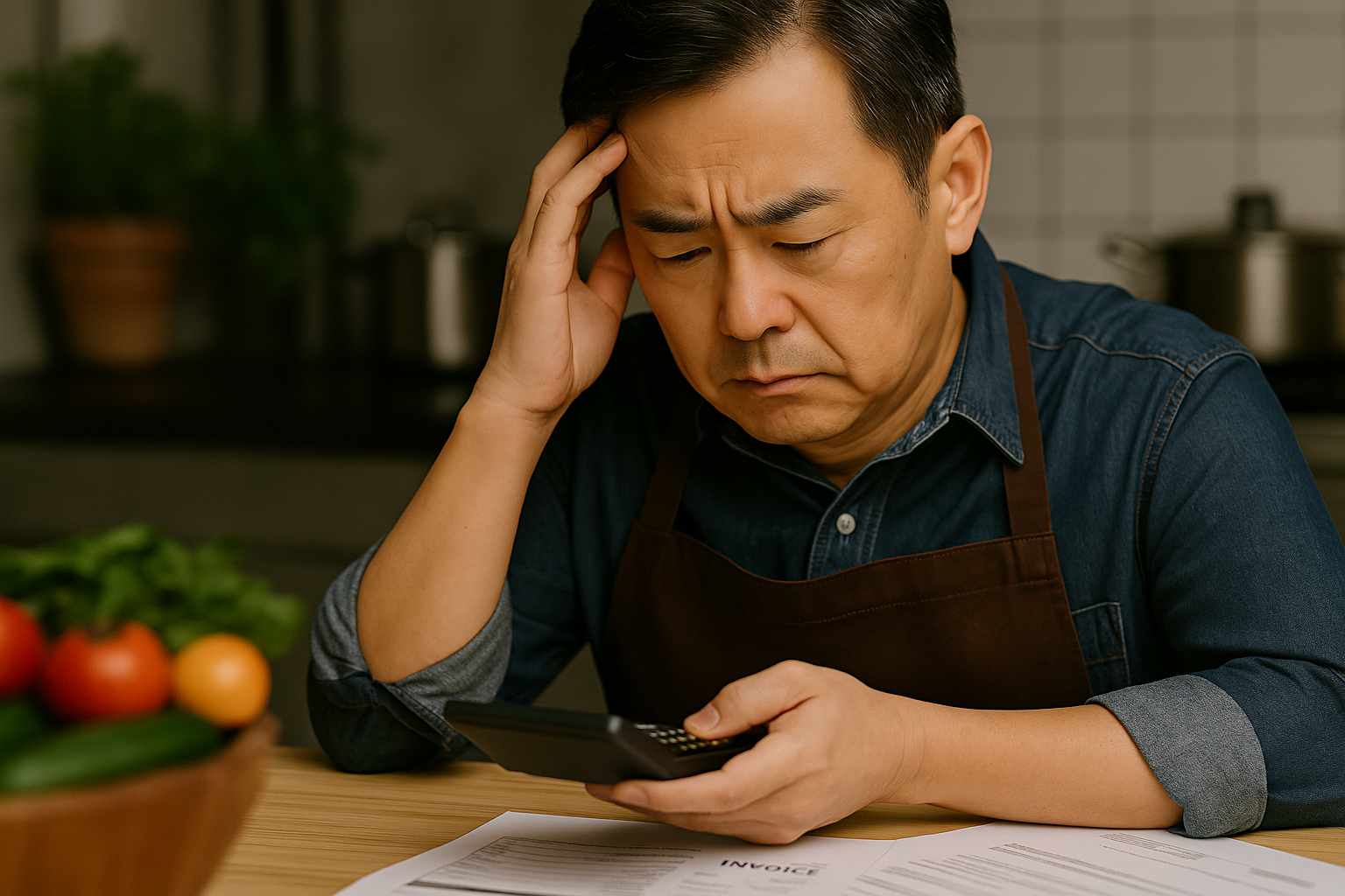 悩む飲食店オーナー