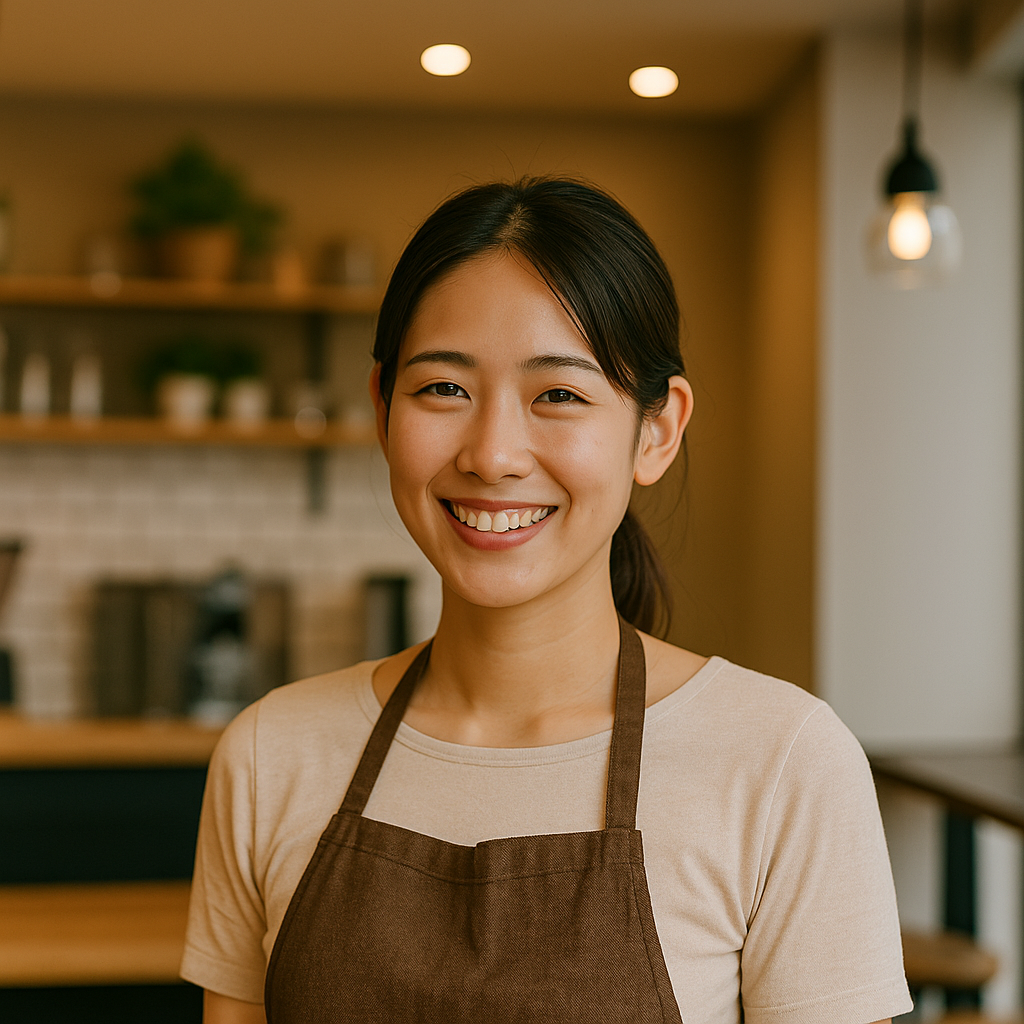 笑顔で接客するスタッフ